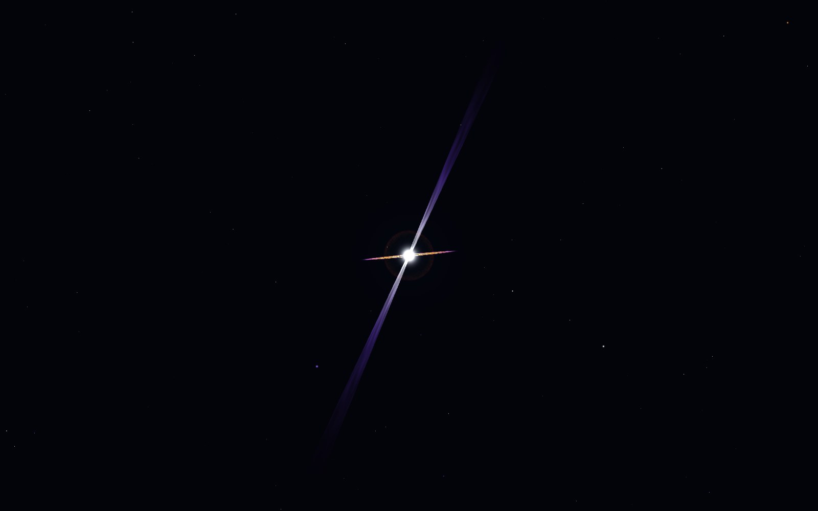 Gamma-ray burst, artist's impression, 3D render, from another angle